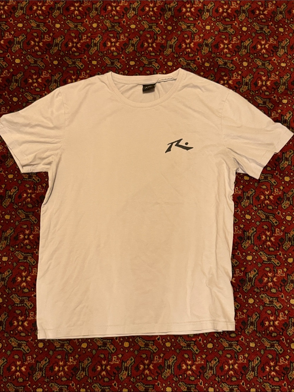 Rusty White Short Sleeve Tee with Black Chest Logo